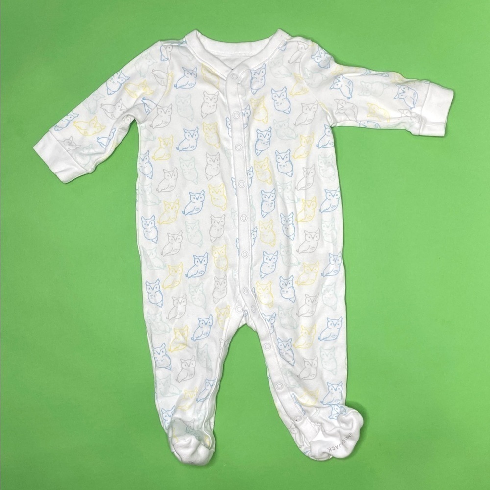 Janie & Jack White Owl Print Footsie